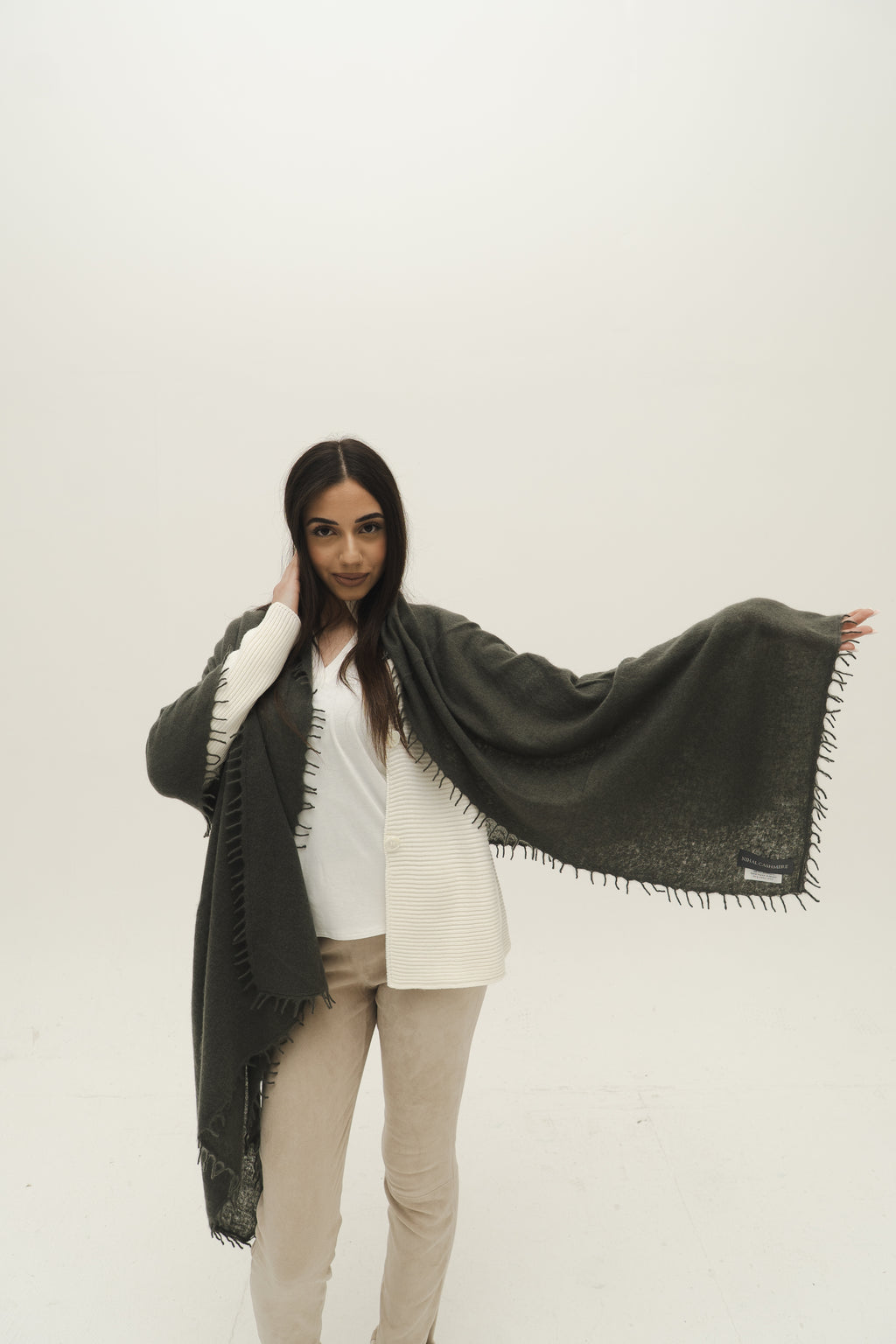 NIHAL CASHMERE - Kaschmirschal, Moor