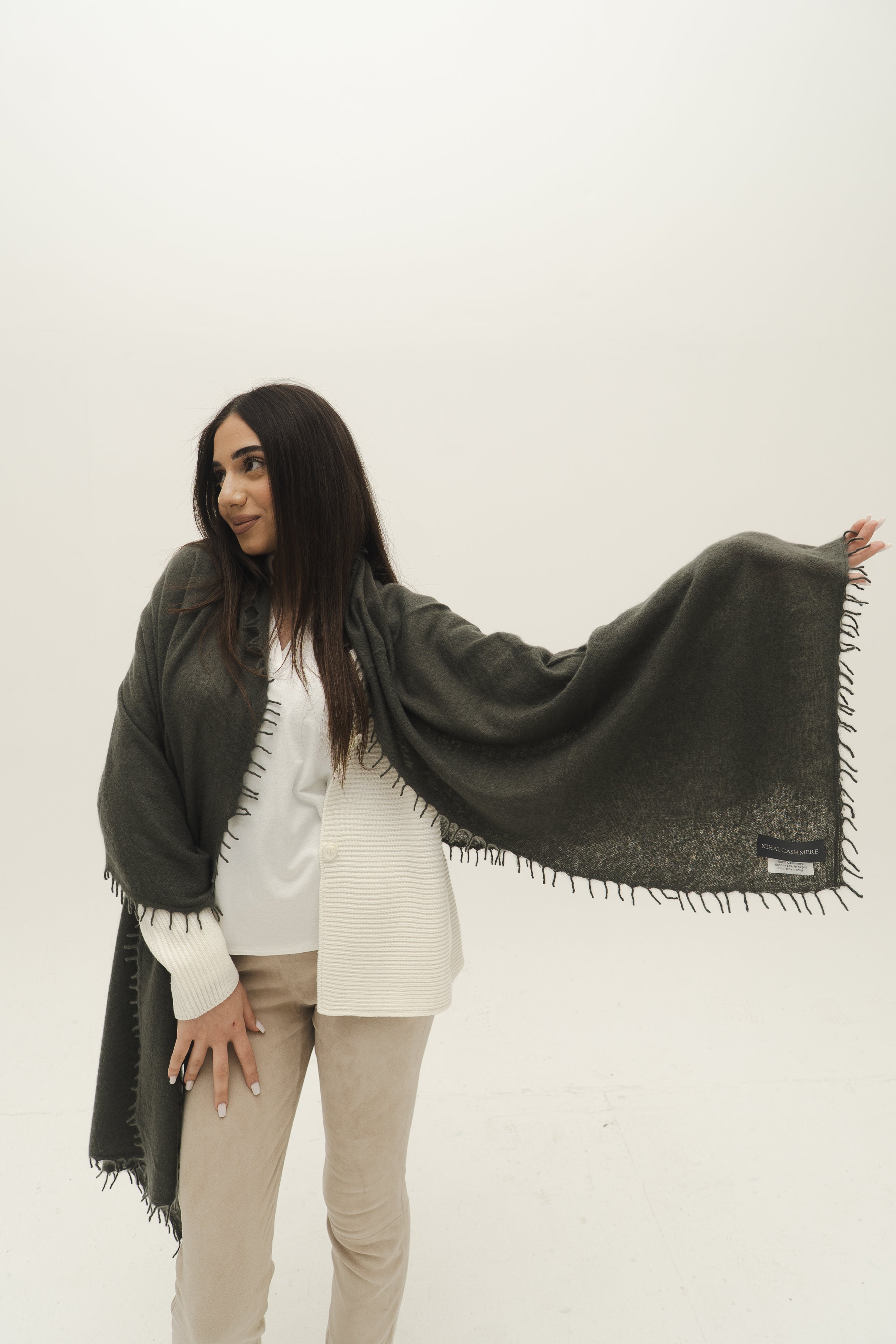 NIHAL CASHMERE - Kaschmirschal, Moor