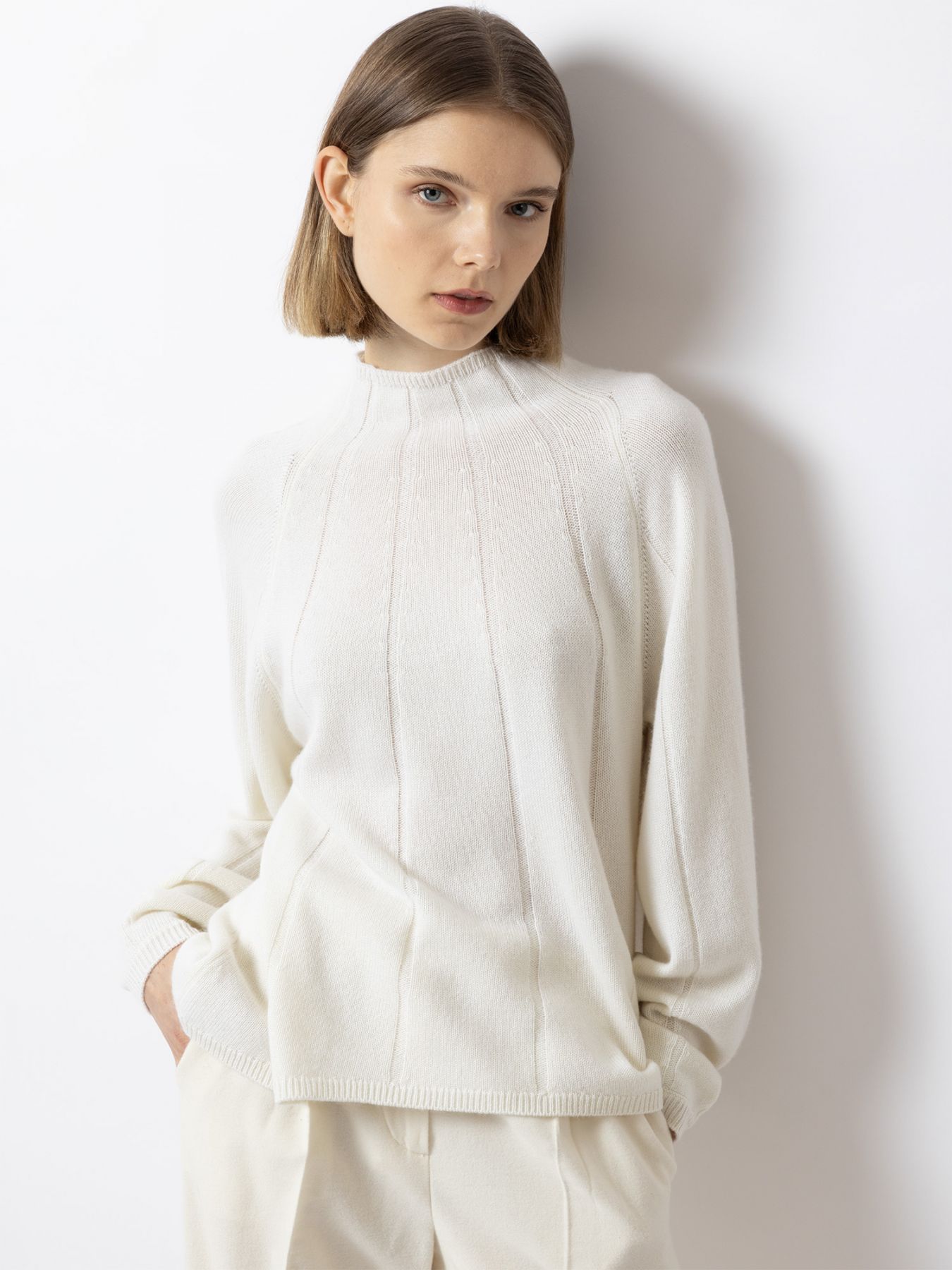 FTC - Kaschmirpullover im Rippenstrick aus Cashmere, Beige