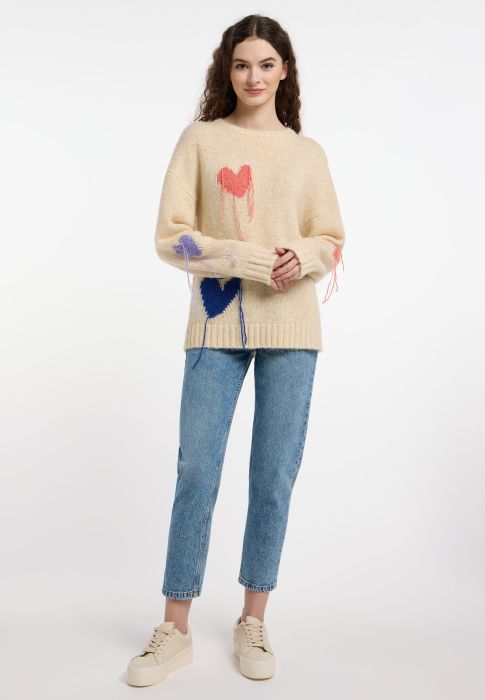 Frieda & Freddies -  NY Pullover Herzmuster, Beige