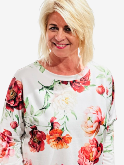 Margittes - Sweatshirt Blume, Weiß