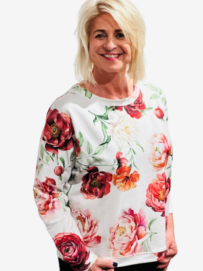 Margittes - Sweatshirt Blume, Weiß