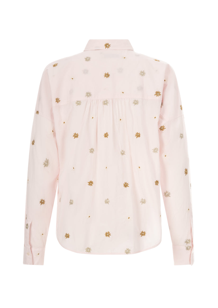 Baumwollbluse „Lucy“ mit Stickerei – Rosa