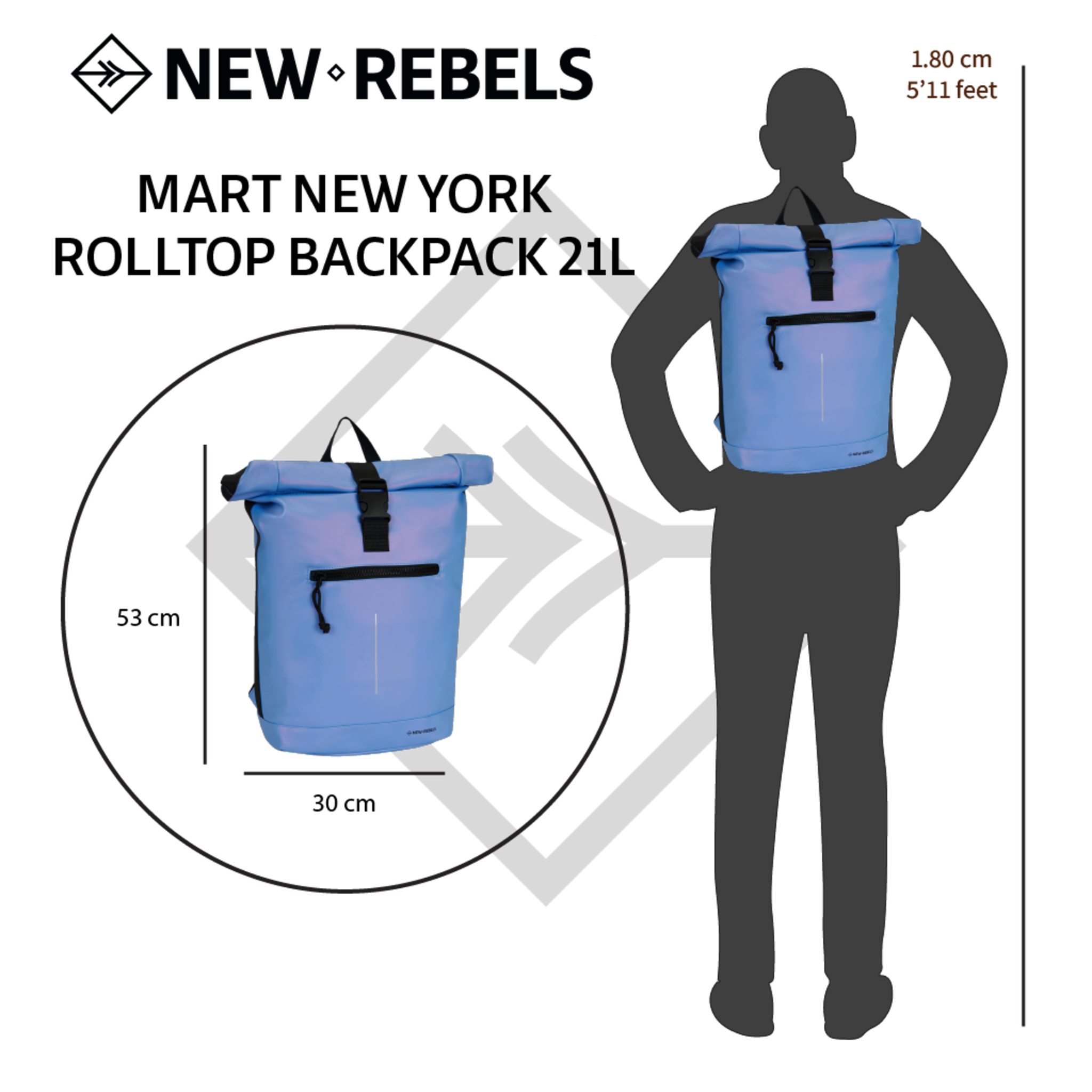 New Rebels - Rucksack Mart New York, Metallic Helllila