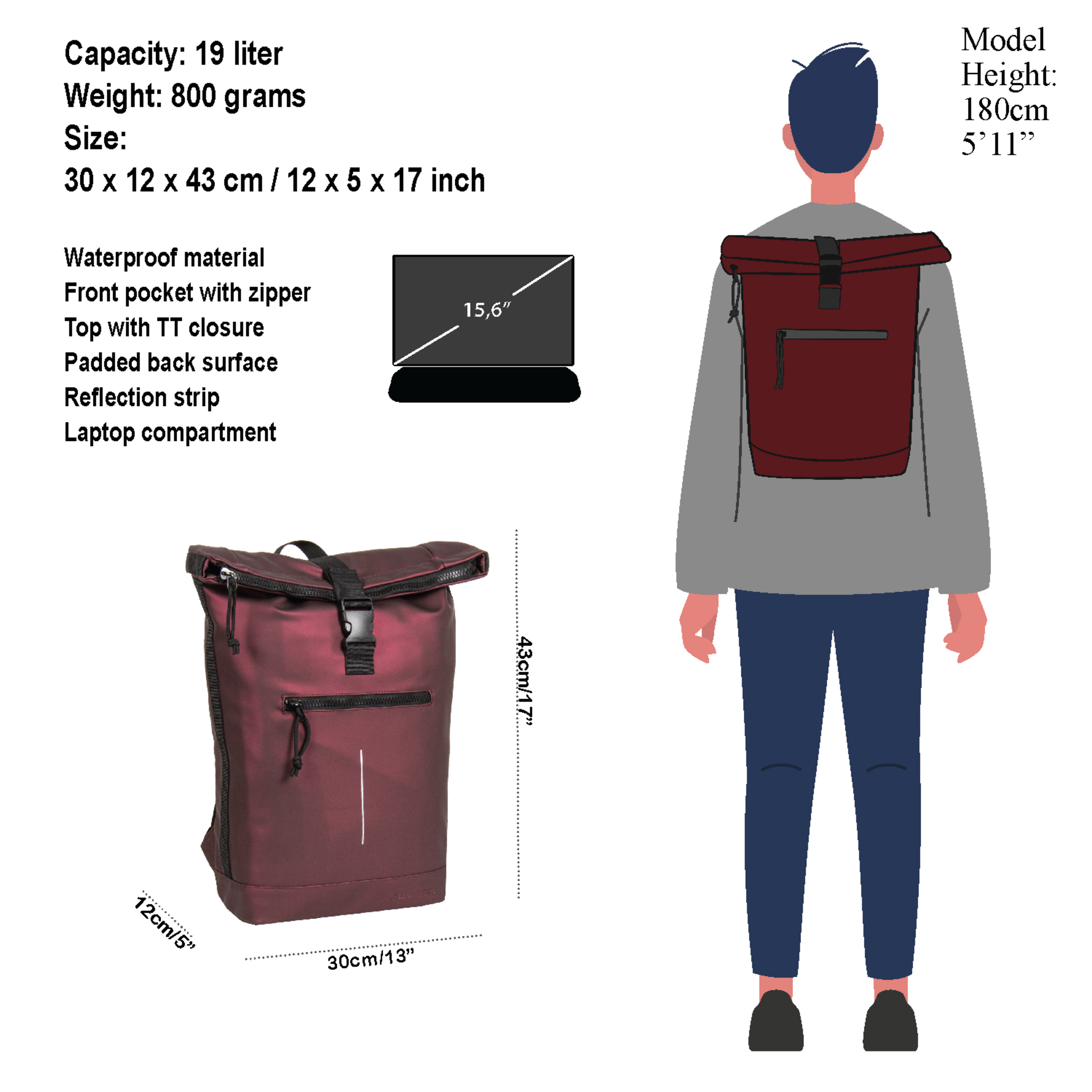 New Rebels - Rucksack Mart New York, Metallic Burgundy
