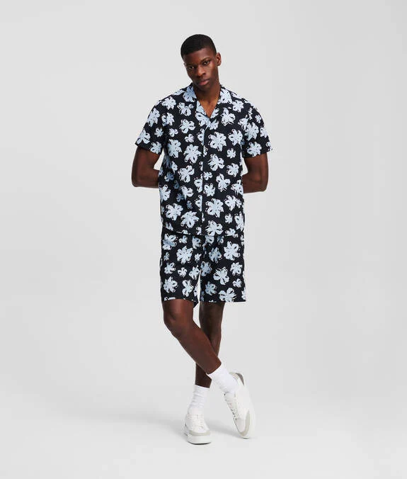 Karl Lagerfeld - Hemd mit Blumenprint, Schwarz