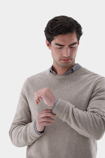 Van Laack - Rundhalspullover Sindo, Beige