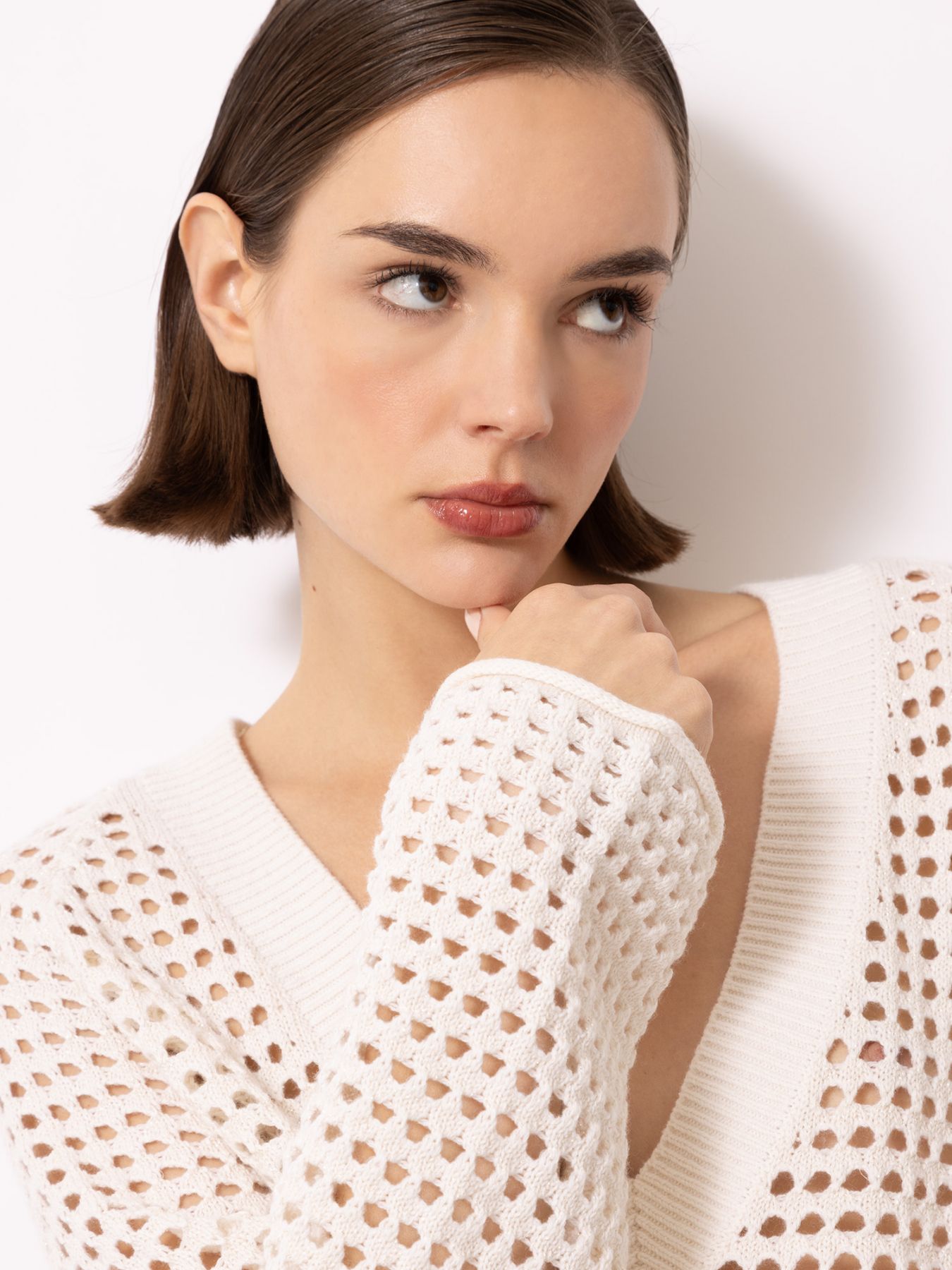 Ajour-Pullover mit Lurex