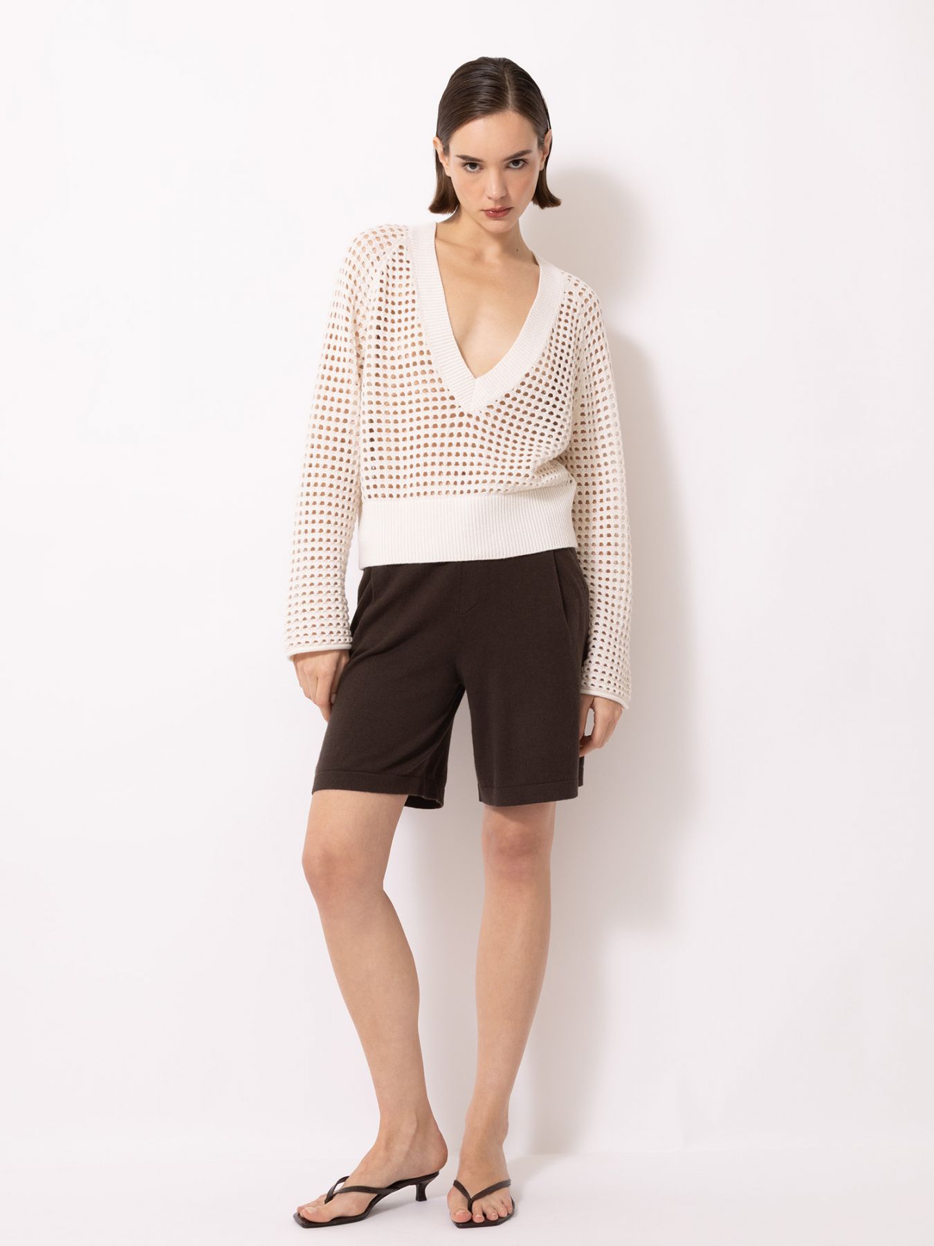 Ajour-Pullover mit Lurex