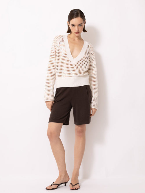 Ajour-Pullover mit Lurex