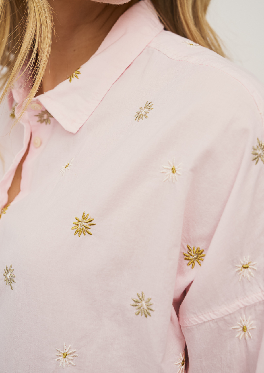 Baumwollbluse „Lucy“ mit Stickerei – Rosa