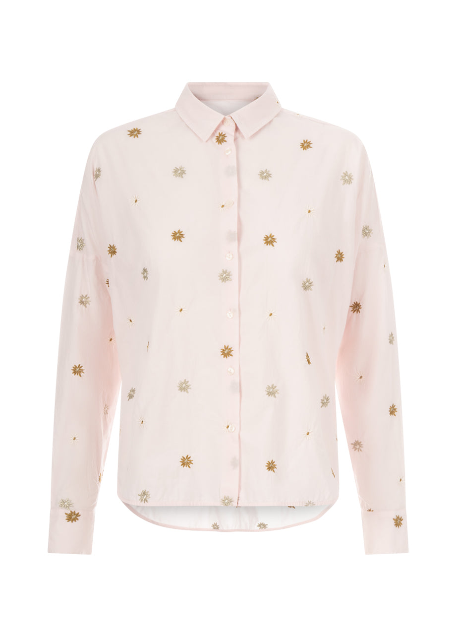 Baumwollbluse „Lucy“ mit Stickerei – Rosa