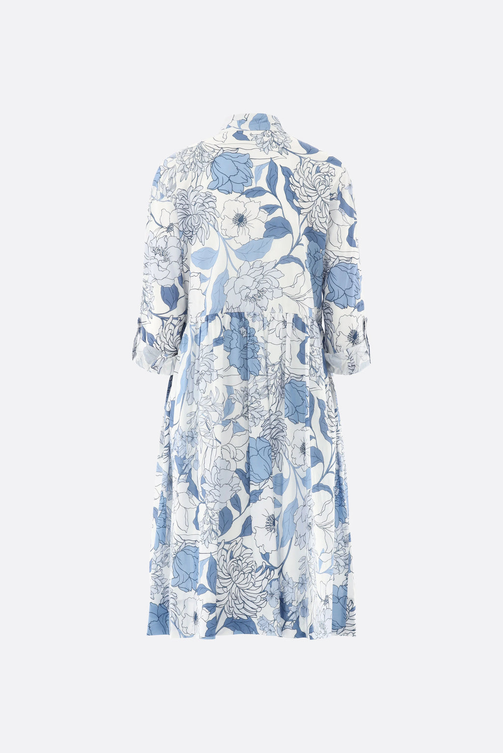 Knielanges Hemdblusenkleid mit Blumendruck