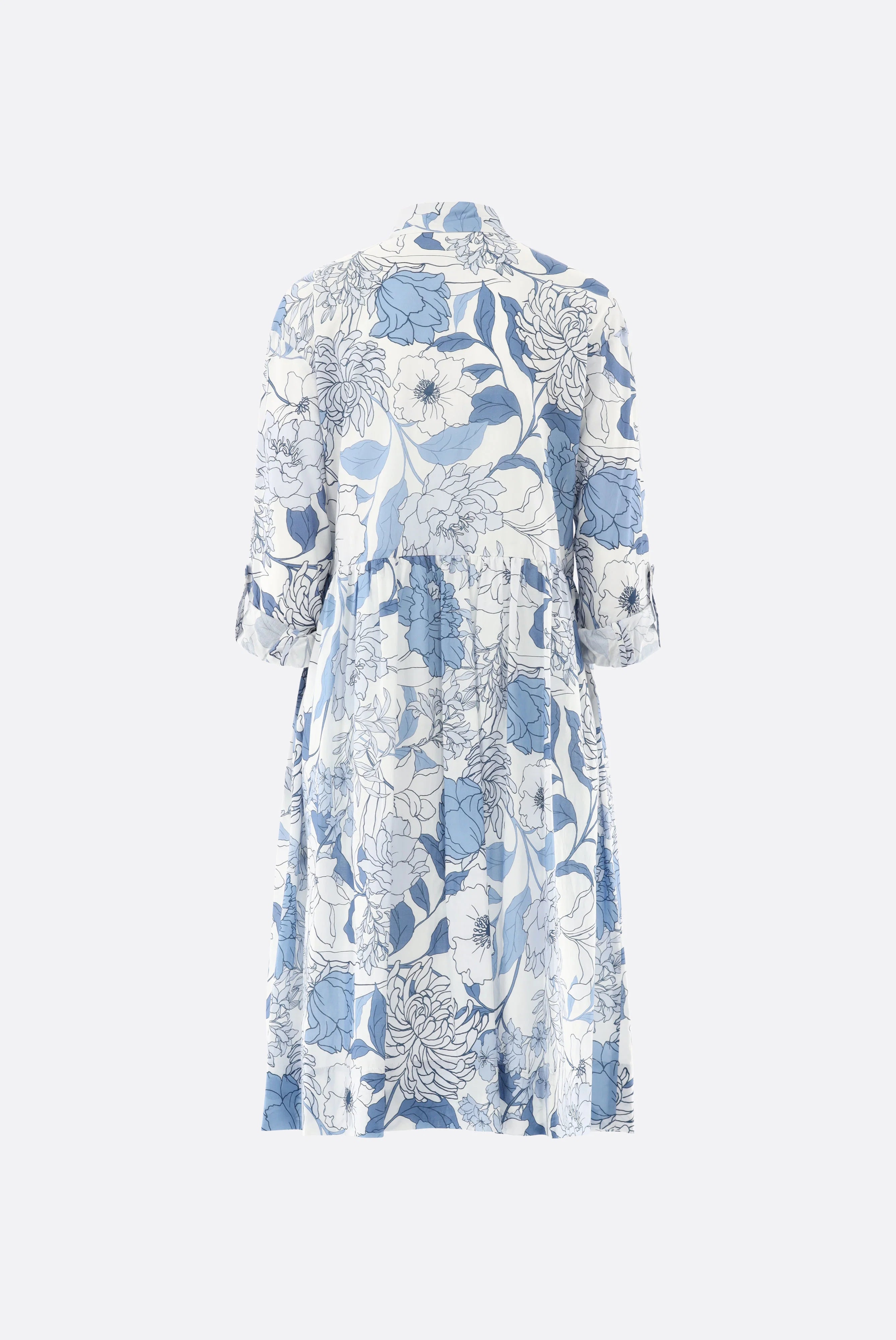Knielanges Hemdblusenkleid mit Blumendruck