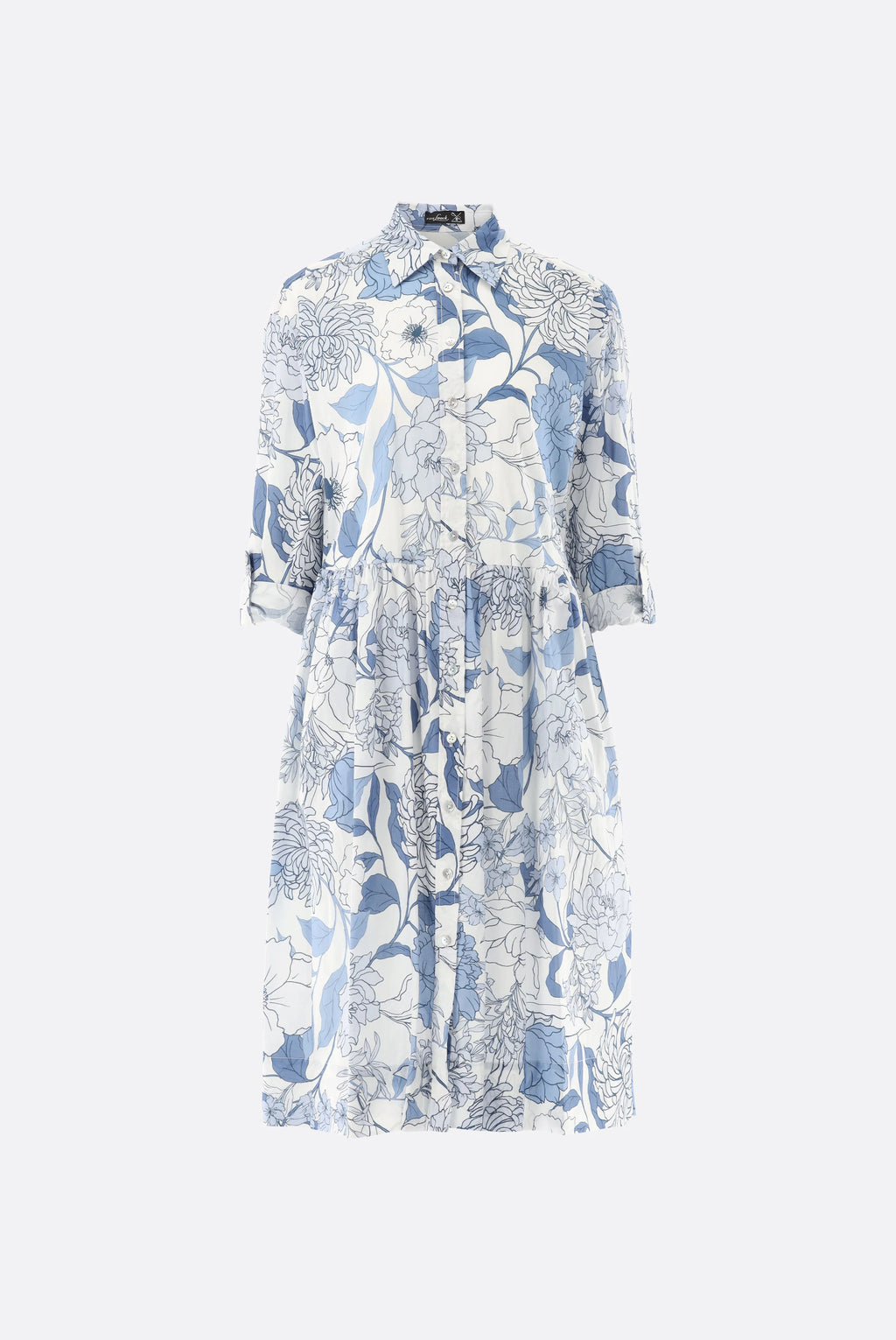 Knielanges Hemdblusenkleid mit Blumendruck